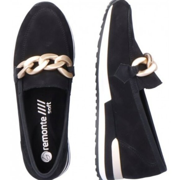 10 Rieker Remonte Soft Black Suede Loafers - Picture 1 of 13